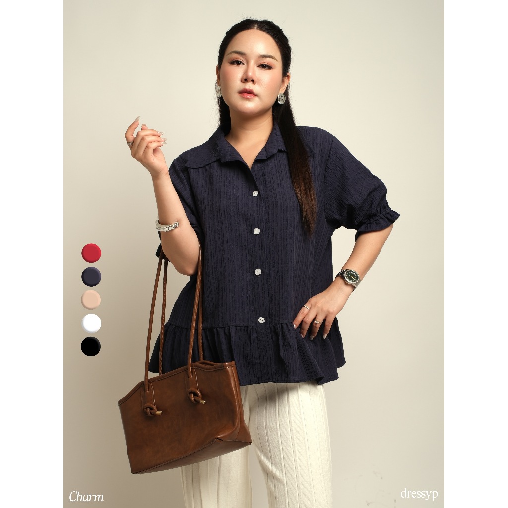 dressyp - Charm เสื้อคอปก ทรงปล่อย ชายระบาย ใส่ทำงาน ใส่เที่ยว ผ้านุ่ม ใส่สบาย ไม่ต้องรีด dp377
