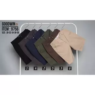 ⚡GW⚡9756 กางเกงขาสั้น ผู้ชาย เอวขอบ ผ้ายืด คอตต้อน สีพื้น ยาว19-20 นิ้ว ไซส์ 30-38 Goodwin Brand