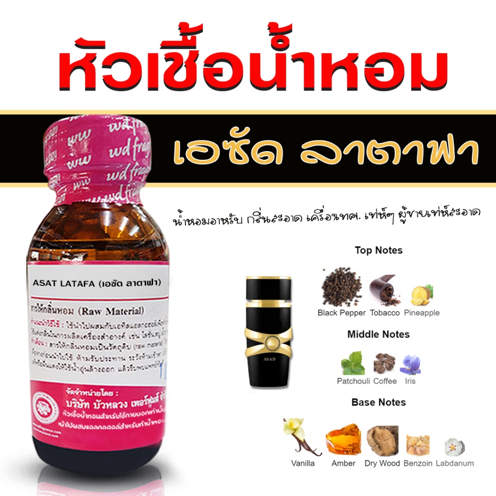 หัวเชื้อน้ำหอม แท้100% กลิ่น อาหรับ เอซัดลาตาฟา น้ำหอมอาหรับ กลิ่นหอม สดชื่น น้ำหอมผู้ชาย {{ พร้อมส่ง }} 🚚🚚 - Bualuang