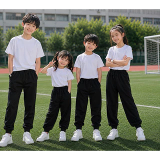 (ขารัดสีดำ)#กางเกงวอร์มขายาว(เด็กเล็กเด็กโต)(โรงงานขายเอง)กางเกงพละวอมเด็กนักเรียนสีดำขาจั้มปลายขารัด#