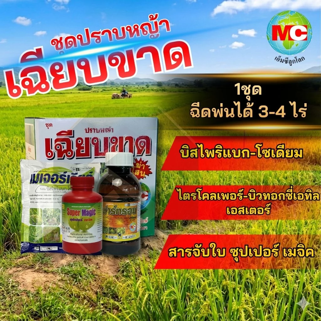 ชุดปราบหญ้า เฉียบขาด สำหรับการปลูกพืชในนาข้าว ใบและใบกว้าง เถา-เครือ ชุดเดียวจบ