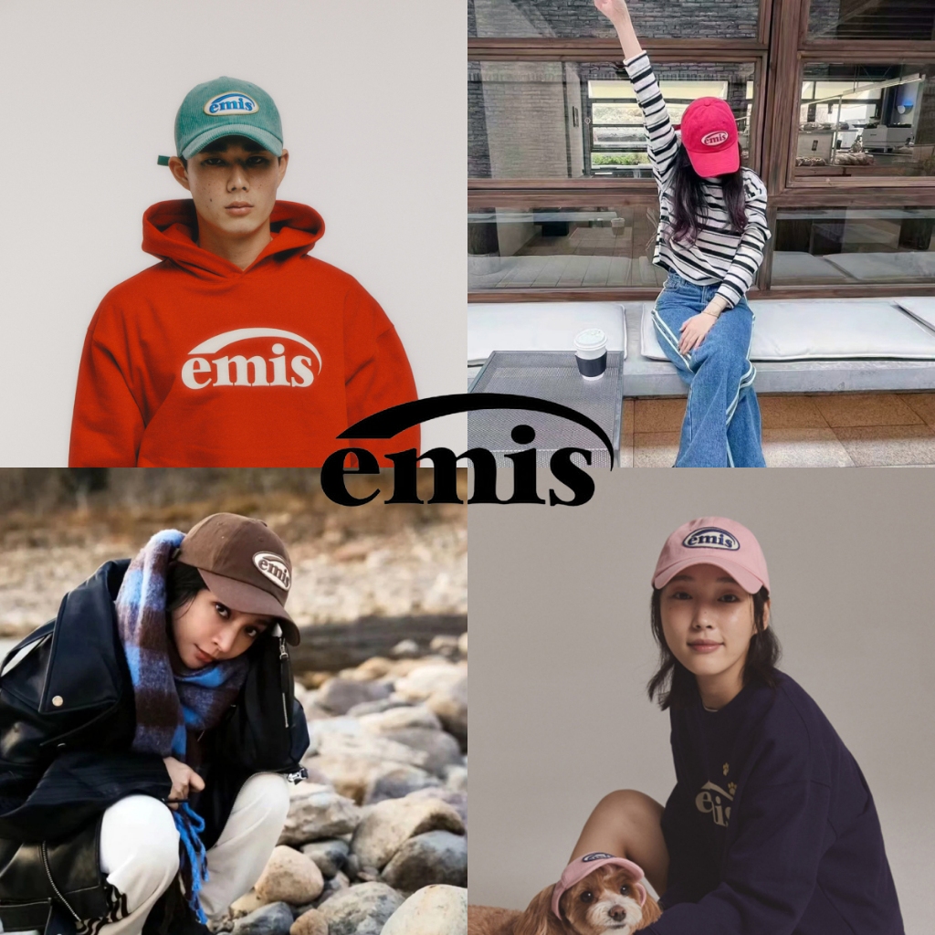 『SUSU.KR』🇰🇷 EMIS WAPPEN BALL CAP-GRAY/GREEN/RED หมวกเบสบอลที่มีโลโก้วงกลมสีสัน