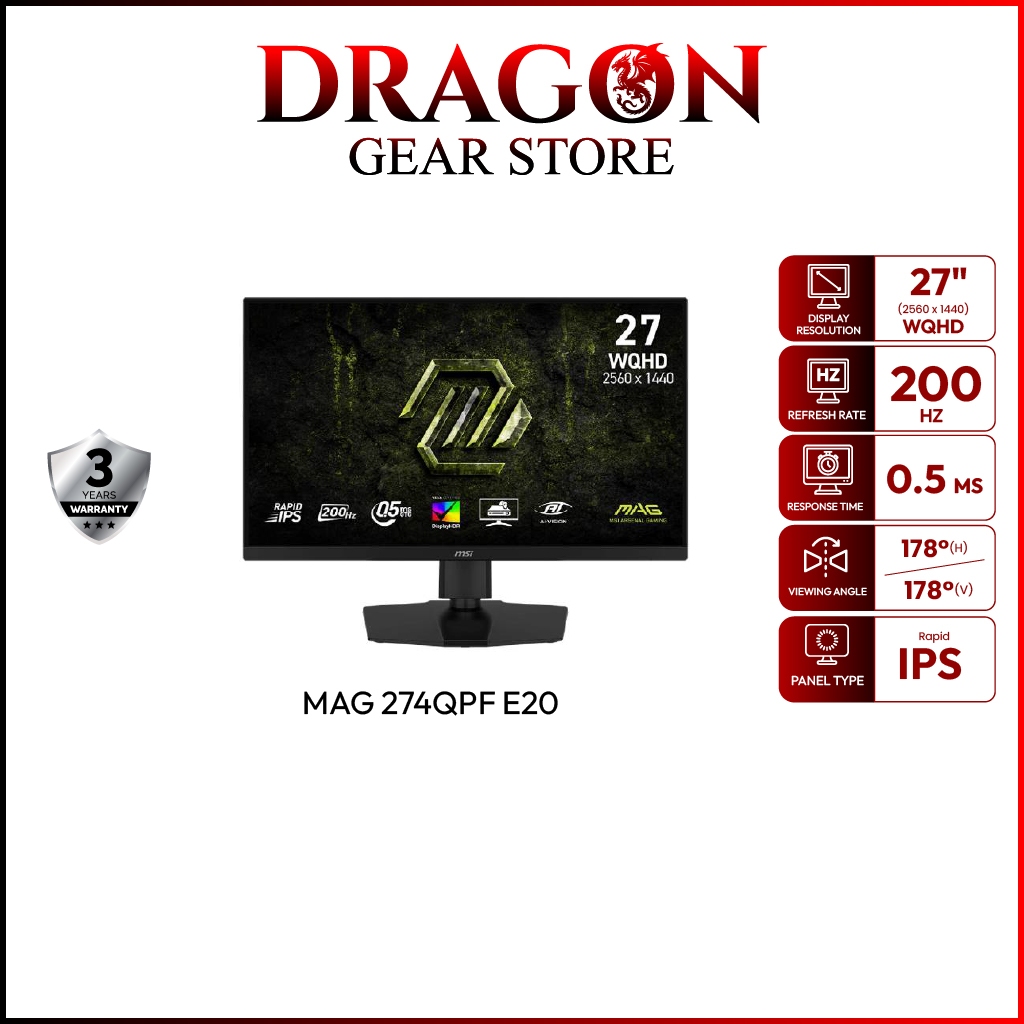 MSI Monitor MAG 274QPF E20 | 27" | IPS | WQHD | 0.5ms | 200Hz (จอคอมพิวเตอร์)