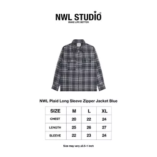 NWL Plaid Long Sleeve Zipper Jacket Blue / เสื้อเชิ้ตลายสก็อต เสื้อแขนยาว