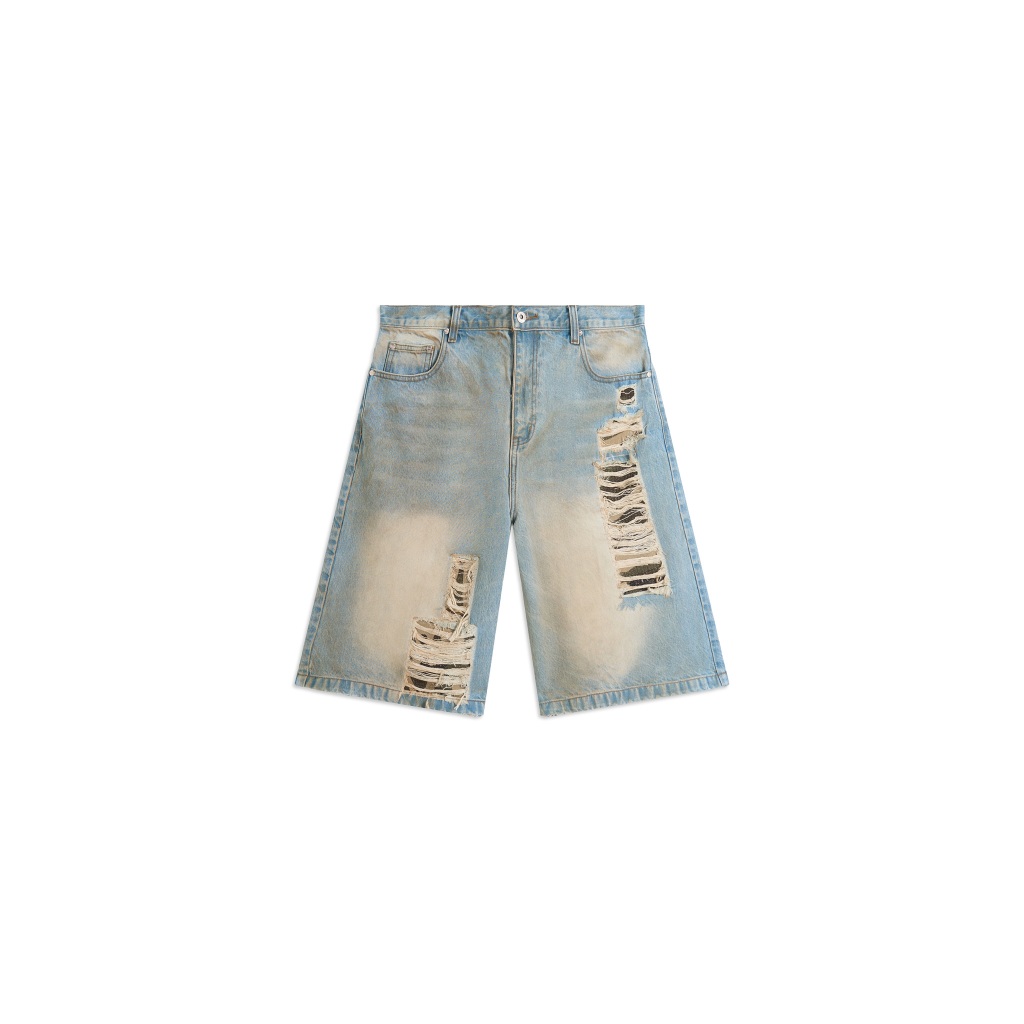Jorts Denim Light Fade Camo Patchworks / กางเกงขาสั้น