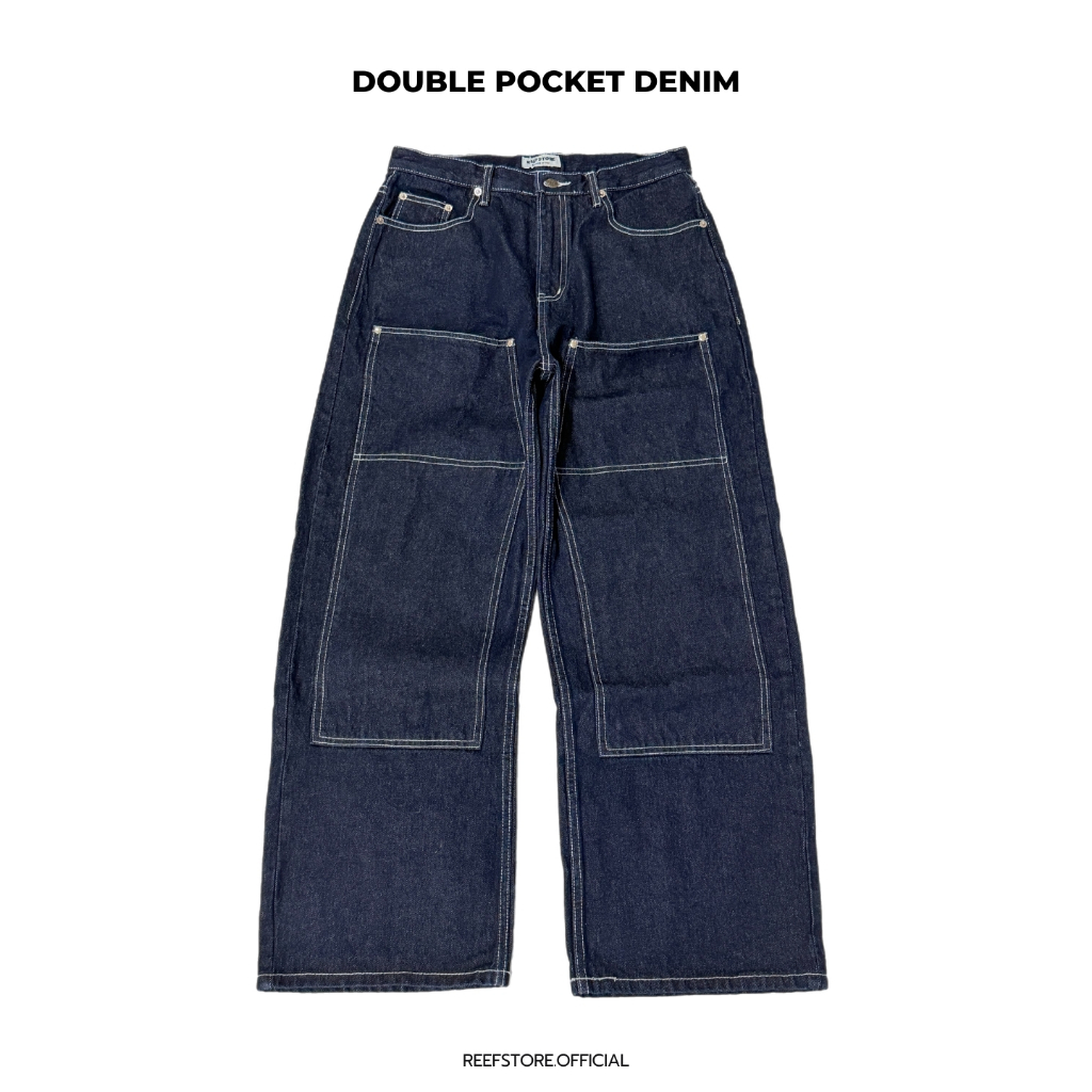 DOUBLE POCKET DENIM กางเกงยีนส์ทรงDOUBLE KNEE พร้อมดีเทลกระเป๋าคู่ด้านหน้า