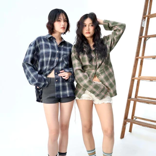 JARINYA (S-M) เสื้อเชิ้ตแขนยาวลายสก๊อต Unisex