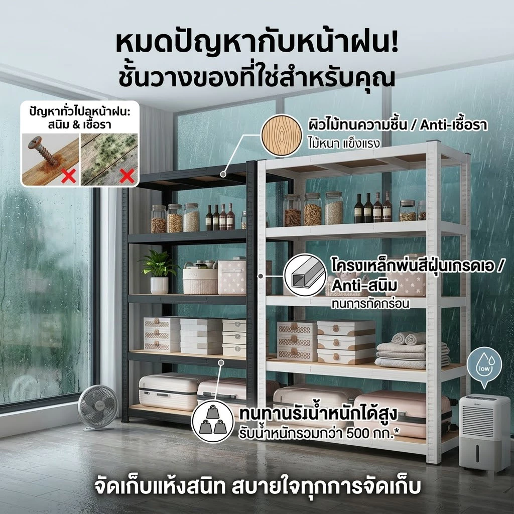 JJM ชั้นวางของ ใหญ่ 6/5/4/3ชั้น สแตนเลส+ไม้ 300-600 กก. แข็งแรงมาก เลือกได้หลายขนาด ความสูงสามารถปรับได้แต่ละชั้น shelf thumbnail 3