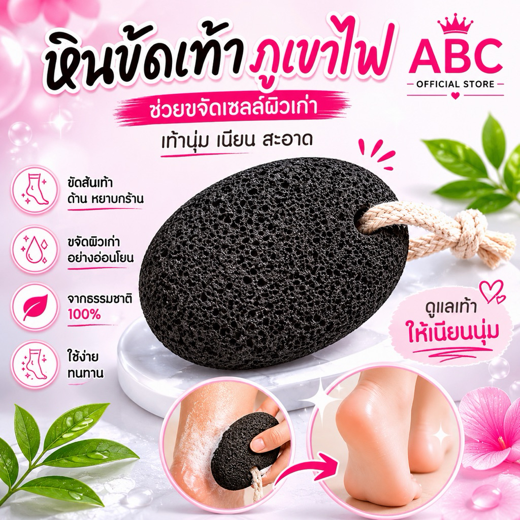 หินขัดเท้า ภูเขาไฟ รักษาส้นเท้าแตก ขัดเซลล์ที่ตายแล้วออก