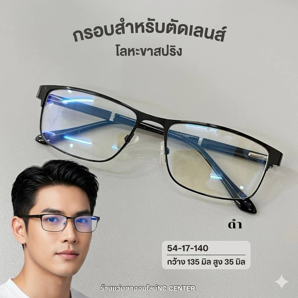 แว่นตา แว่นสายตาสั้น กรอบแว่น19096 โลหะขาสปริง แข็งแรงทนทาน สำหรับตัดเลนส์
