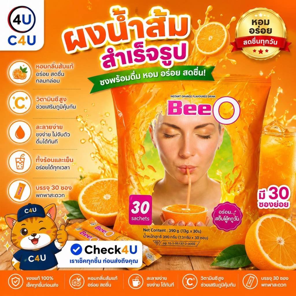 น้ำส้มสำเร็จ ผงน้ำส้มพร้อมดื่ม ให้รสชาติส้มแท้ๆ ไม่แต่งกลิ่น สดชื่นนนนนน