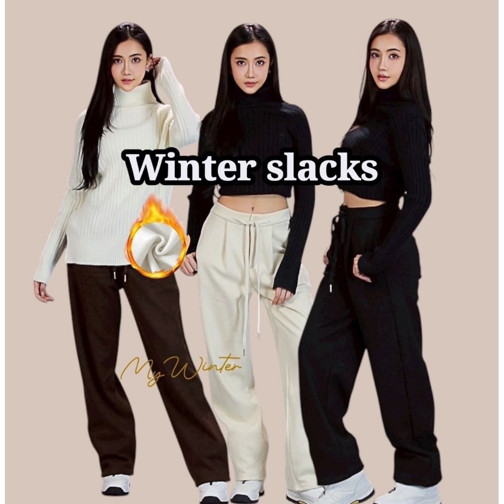 J175 กางเกง Slackทรงกระบอกบุขน เนื้อผ้านิ่ม ใส่สบาย ผ้าโพลีผสมแสปนเด็กซ์ และ เส้นใยวิสโคสจากธรรมชาติถึง30%