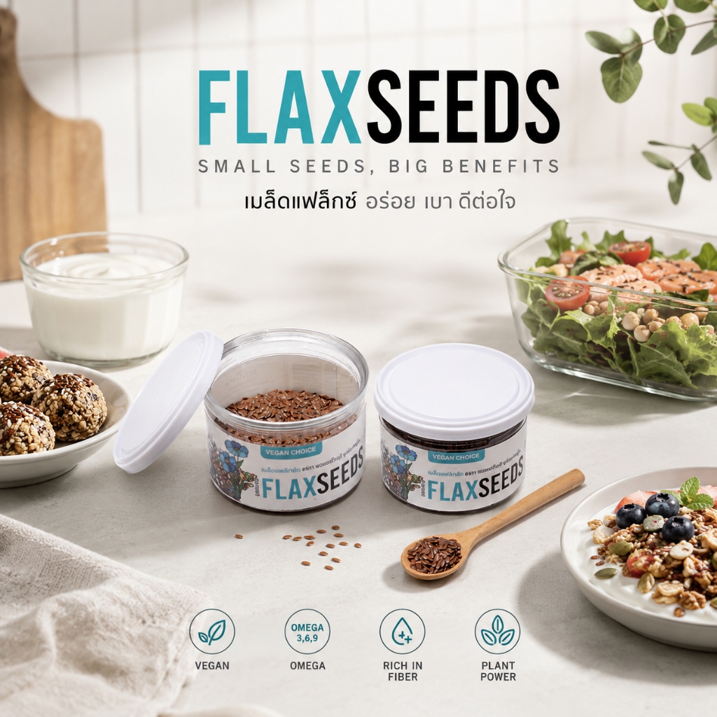 Brown Flax Seeds | บราวน์แฟล็กซีด น้ำหนักสุทธิ 100 กรัม