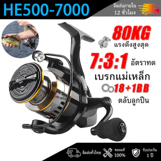 รอกตกปลา รอกตกปลาสปินนิ่ง HE500-HE7000 รอกตกปลาหมาป่า ด้ามลูกบอลโลหะ เรียบ รอกตกปลาทะเล fishing reel spinning reel
