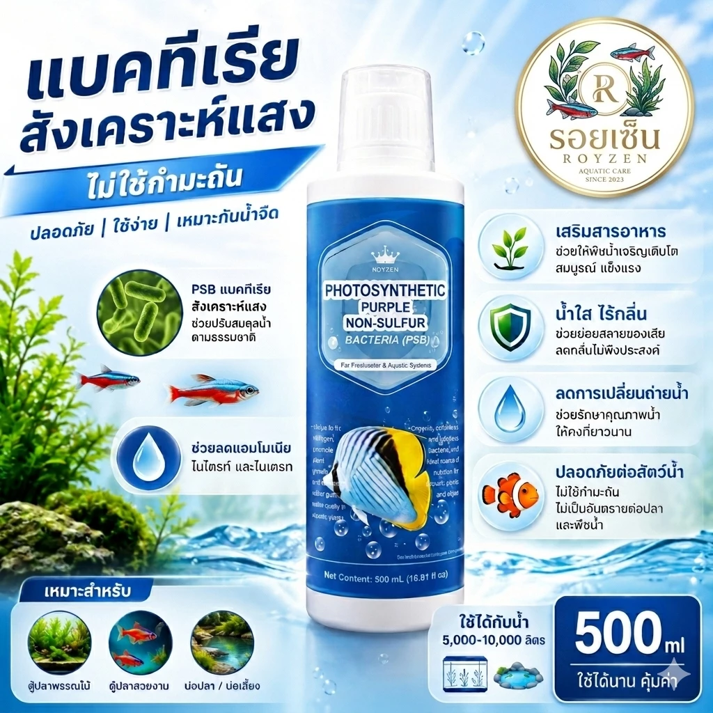 จุลินทรีย์ดูแลสมดุลในระบบน้ำ อ่างปลา ตู้ไม้น้ำ บำรุงปลา บำรุงต้นไม้น้ำ สังเคราะห์แสง PSB สารสกัดจากยีส | living Inside