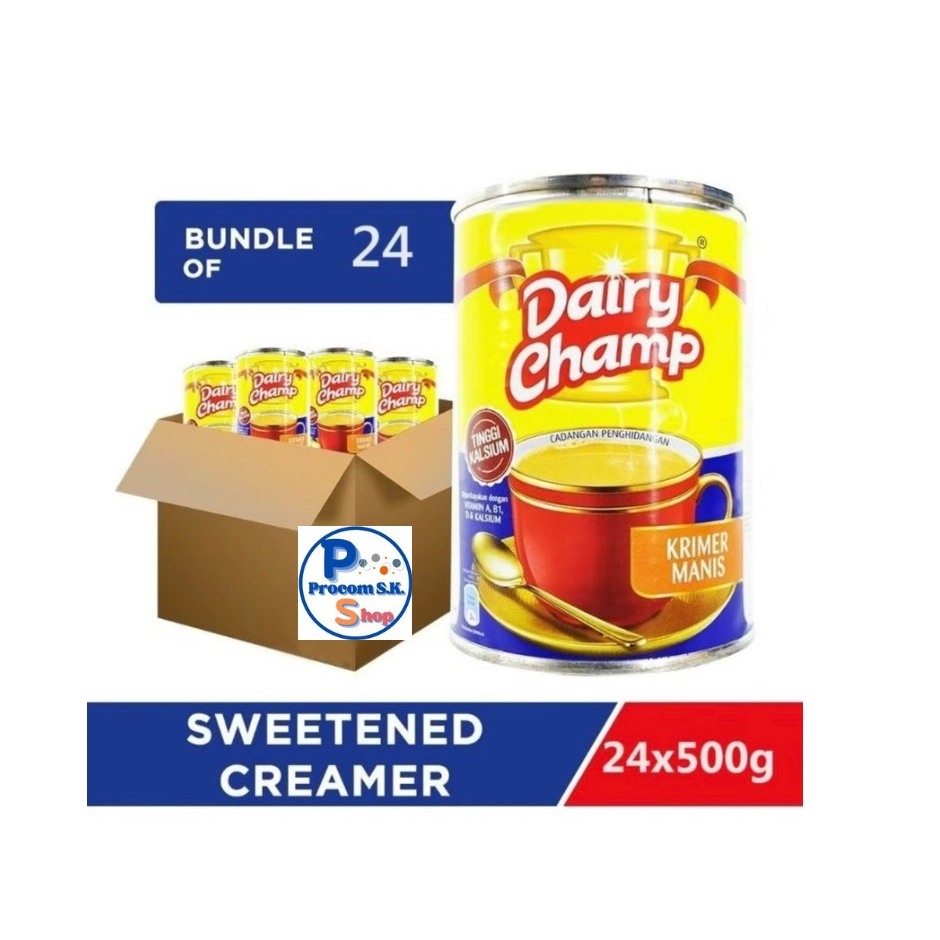 ครีมเทียมข้นหวานมาเลย์ Dairy Champ ขนาด 24 กระป๋อง 500g