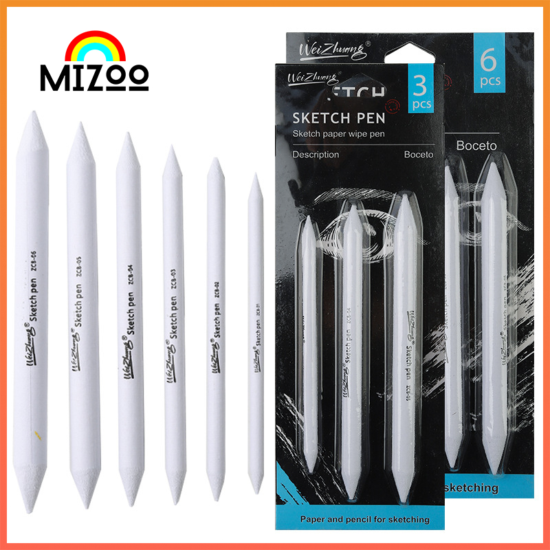 Mizoo แท่งเกลี่ยสี 6 ชิ้น อุปกรณ์เกลี่ยสี paper stumps ดินสอเกลี่ยสี sketch pen สำหรับสเก็ตช์ วาดภาพ