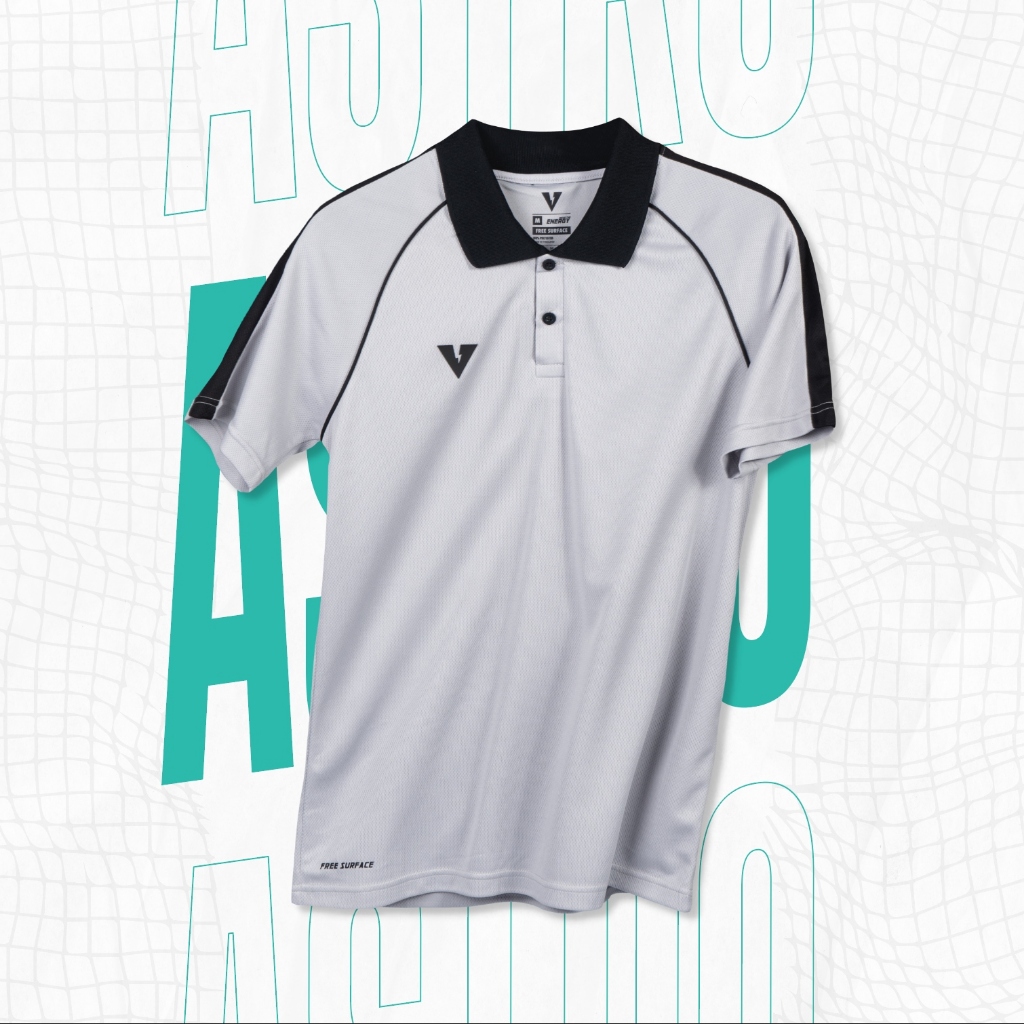 VOLT ASTRO ONE STRIPE GREY เสื้อโปโล สีเทา สปอร์ต น้ำหนักเบา ระบายอากาศได้ดี