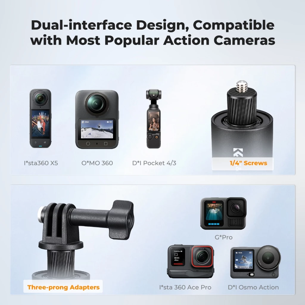 K&F CONCEPT Quick-Release ไม้เซลฟี่ 1.68m tripod Auto-Open&Close for Insta360 X5/OSMO 360/Pocket 3/4 thumbnail 5