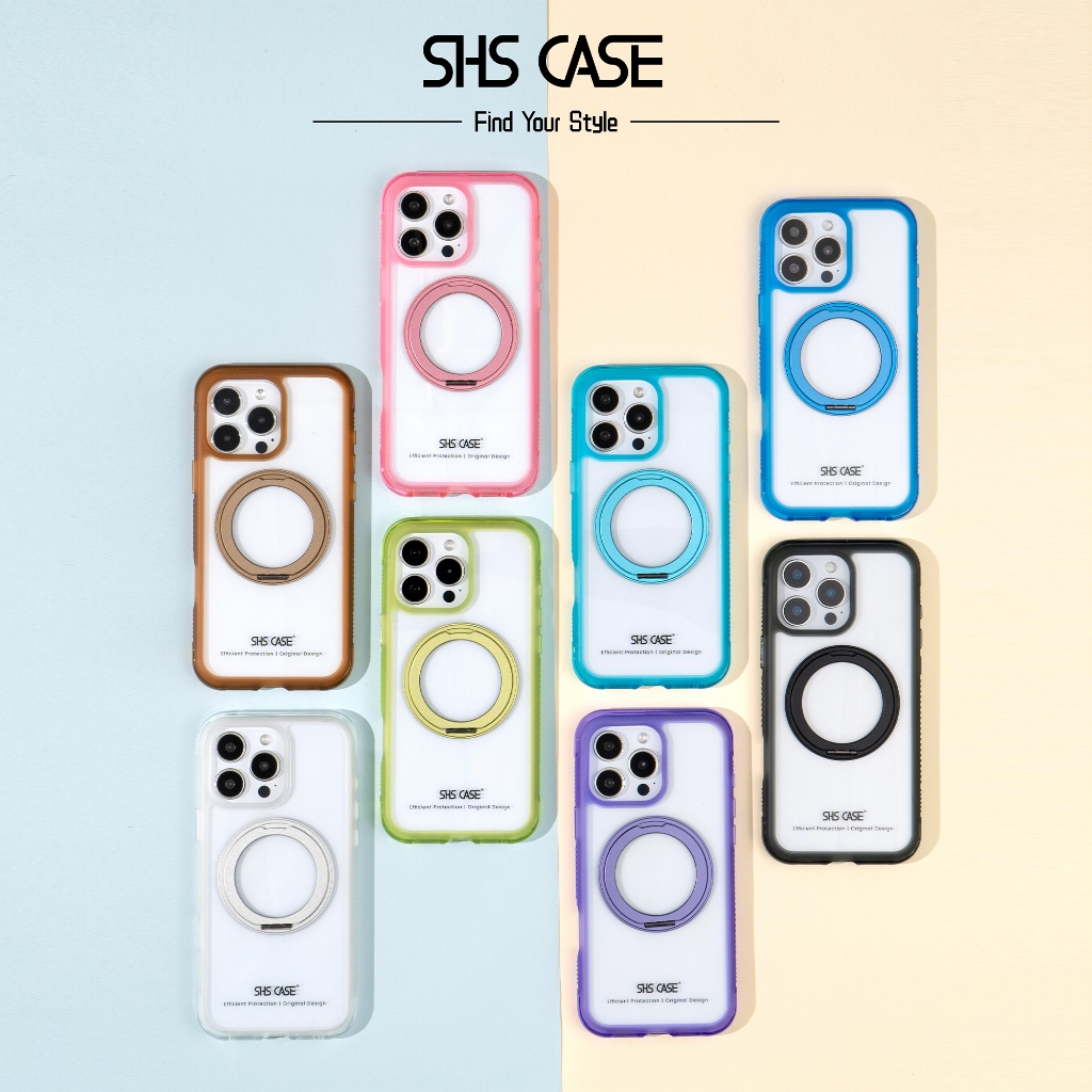 SHS เคสใสโฟน เคสใส iP จะไม่เปลี่ยนเป็นสีเหลือง ขาตั้งหมุนได้ 360° สำหรับไอโฟน 17 Pro Max/17 Pro/17/1
