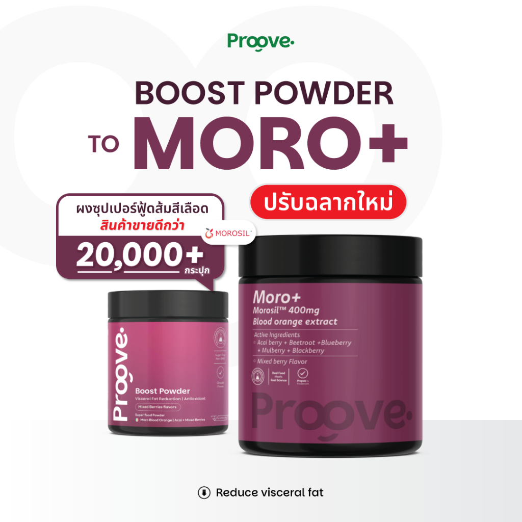 MOROᐩ Powder (ผงซุปเปอร์ฟู้ด) สูตร MORO Blood Orange สารสกัดจากส้มสีเลือด MOROSIL รสอาซาอิมิกซ์เบอร์รี