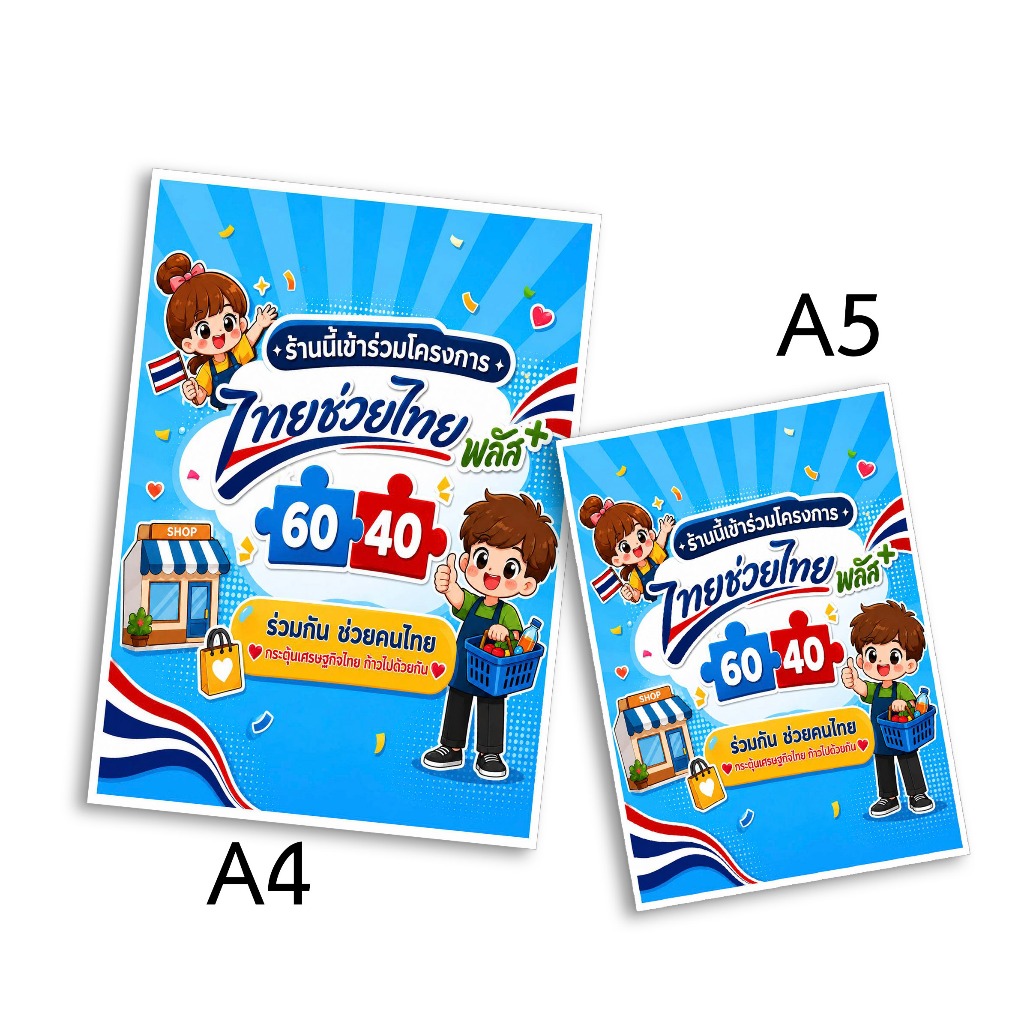 ป้ายไทยช่วยไทย/ปริ้นงาน/เมนู/ป้าย/พร้อมเคลือบพลาสติก/มีส่งด่วน#ส่งทันที