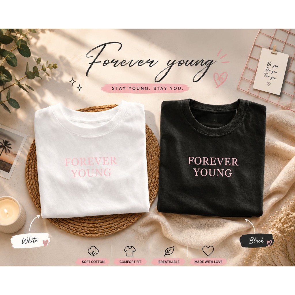 พร้อมส่ง🏷️/ เสื้อยืด forever young | sherbet.teeshop