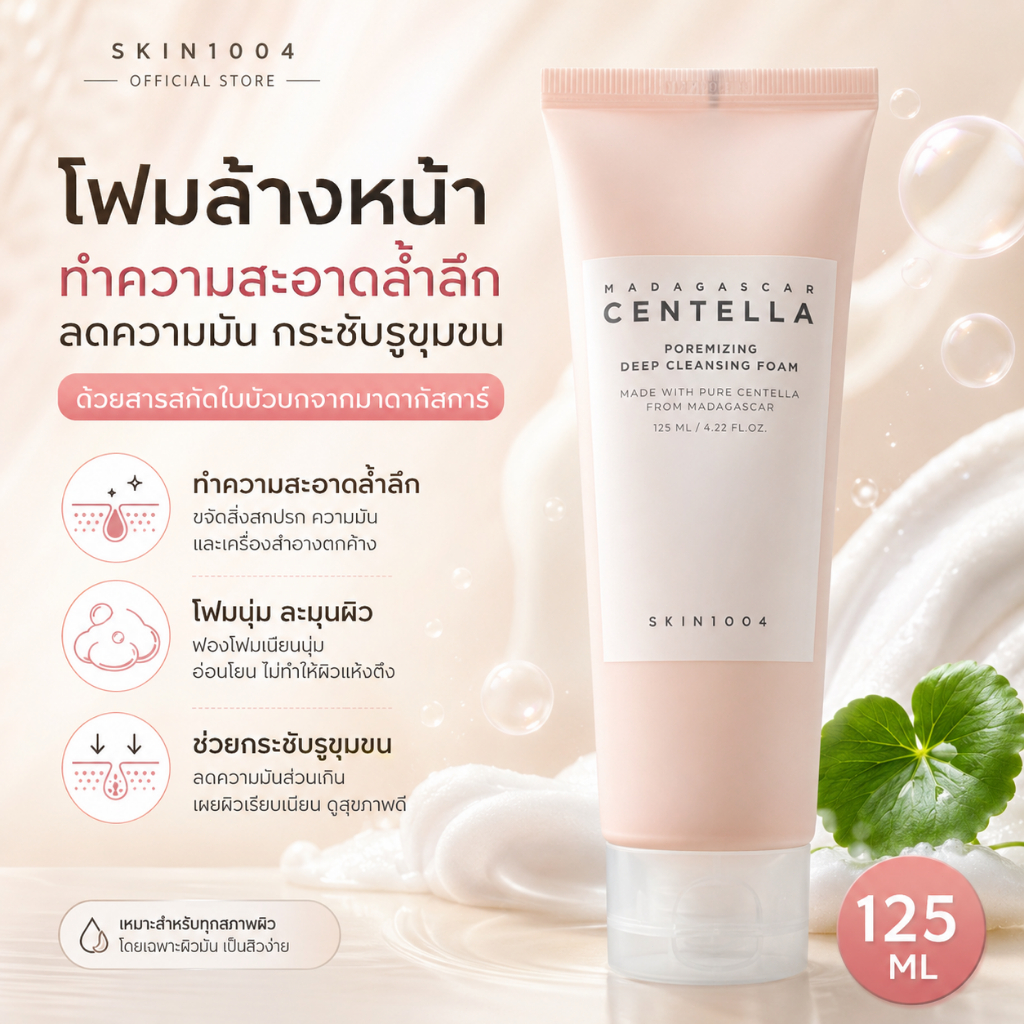 SKIN1004 เกลือหิมาลัย + เซนเทลลา✅ ล้างกันแดด ✅ ดูดซับมัน ✅ ลึกถึงรูขุมขนไม่แห้งไม่ตึง | ผิวแพ้ง่ายใช้ดี