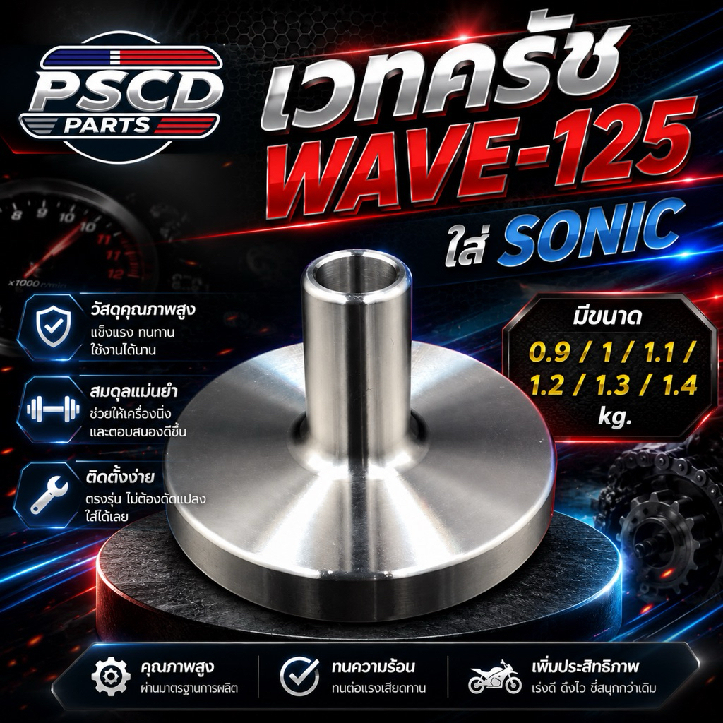 เวทครัช W-125 แปลงใส่ Sonic ขนาด 0.9/ 1.0/ 1.1/1.2/1.3/1.4 kg