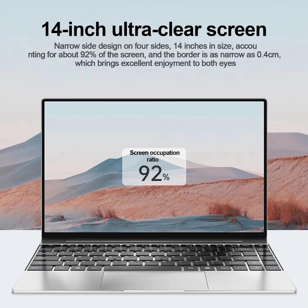 ใหม่ Ultra Slim Laptop 14.1 " แล็ปท็อป 16GB + 1TB SSD Intel 4405U PC เกม 1920 * 1080 จอแสดงผล Windows 11 Pro thumbnail 3