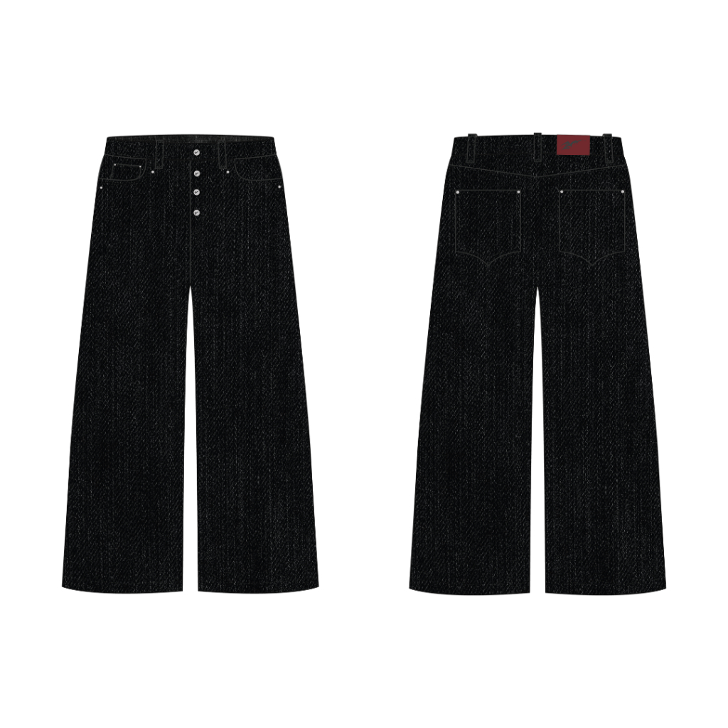 (🔥จัดส่งด่วน 1 วัน!) 22wrldwidee Venom Shadow Baggy Jeans ยีนส์ทรงแบ็คกี้กระดุมหน้า ใส่ง่ายๆชิวๆเท่ห์ๆ (OC171)