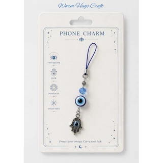 Phone charm >> EVIL EYE 🧿 ที่ห้อยมือถือ ที่ห้อยโทรศัพท์ พวงกุญแจ | เครื่องราง ปกป้อง Hamsa Wicca Clover | ของขวัญปัจฉิม