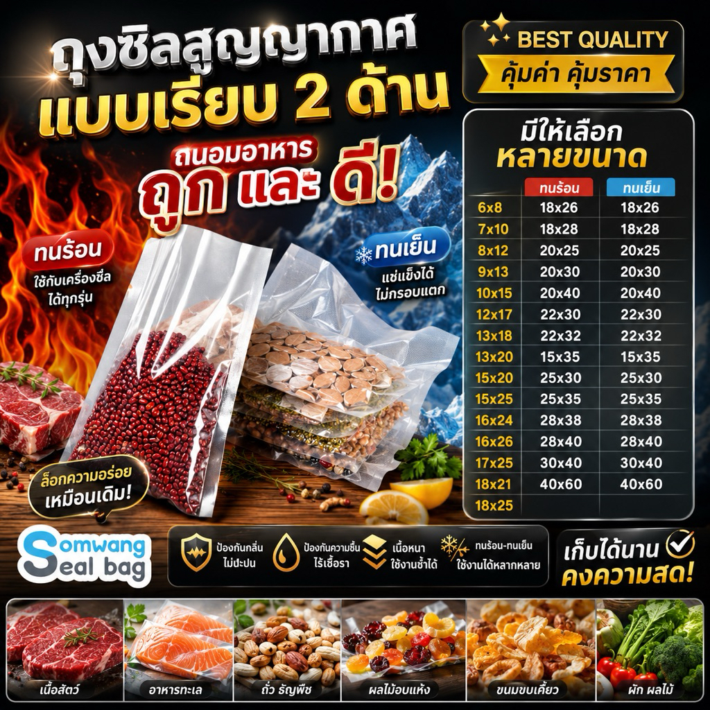 มีของแถม ✅ ถุงเรียบ 🔰 160 ไมคอน ถุงซีล สูญญากาศ