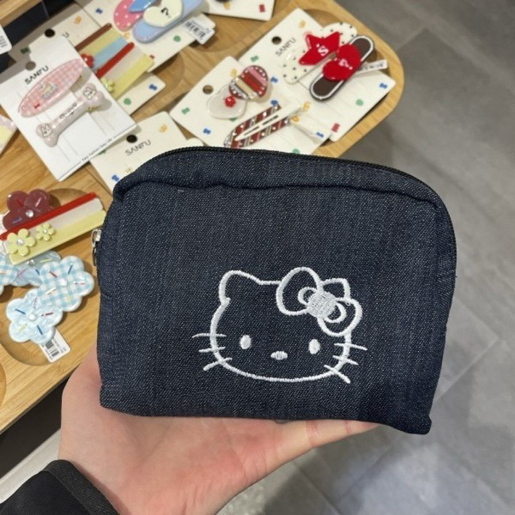 สินค้าพร้อมส่ง กระเป๋ายีนส์ล้วน Hello Kitty สไตล์เกาหลี รูปที่ 2