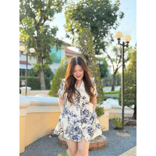 NEW🌷 มินิเดรสลายดอกไม้ ผ้าไหมเกาหลีเนื้อผ้าใส่สบายฝุดๆ