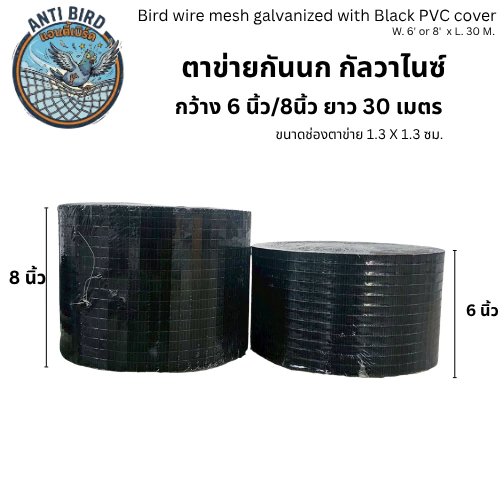 ตาข่ายกันนกเข้าแผงโซลาเซลล์กัลวาไนซ์หุ้มPVCดำ (Bird wire mesh galvanized with Black PVC cover)