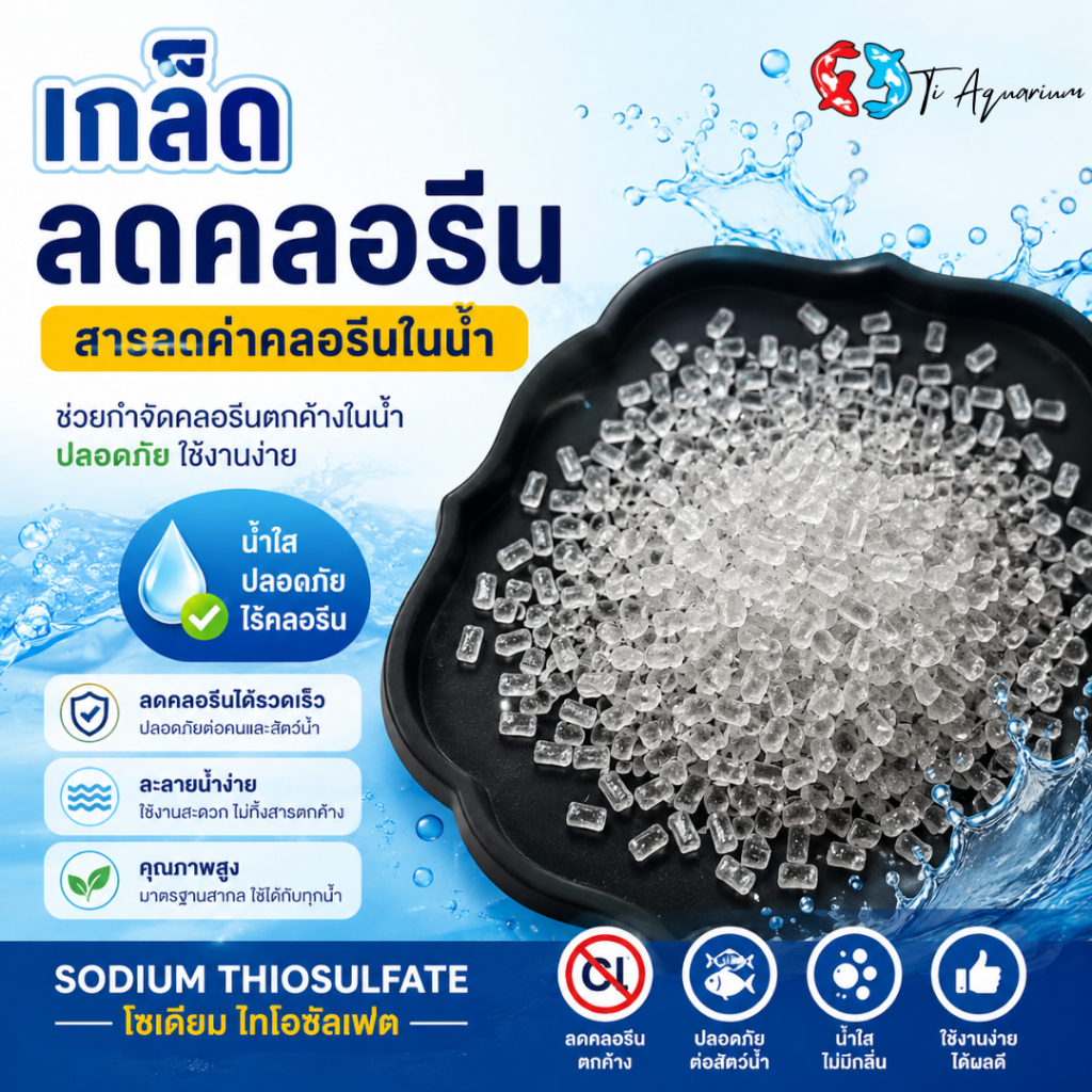 เกล็ดลดคลอรีน สารลดค่าคลอรีนในน้ำ โซเดียม ไทโอซัลเฟต (Sodium Thiosulfate) ขนาด 100 กรัม / 1 กิโลกรัม