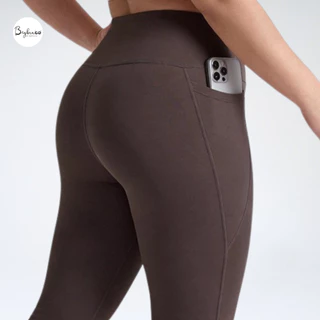 (ใหญ่พิเศษ L-4XL) Bigbraco | HI157 - เล้กกิ้งออกกำลังกายเอวสูง ทรงขาม้า ความยาวระดับ 9ส่วน มาพร้อมกระเป๋าสองข้างลำตัว