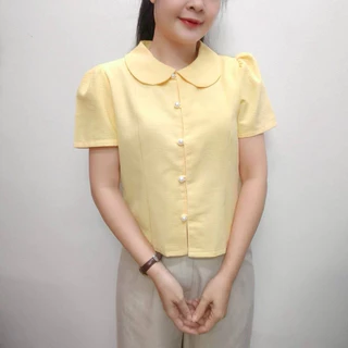 คอบัวแขนสั้น ผ้าฝ้ายชินมัย ใส่ได้ทุกรูปแบบ