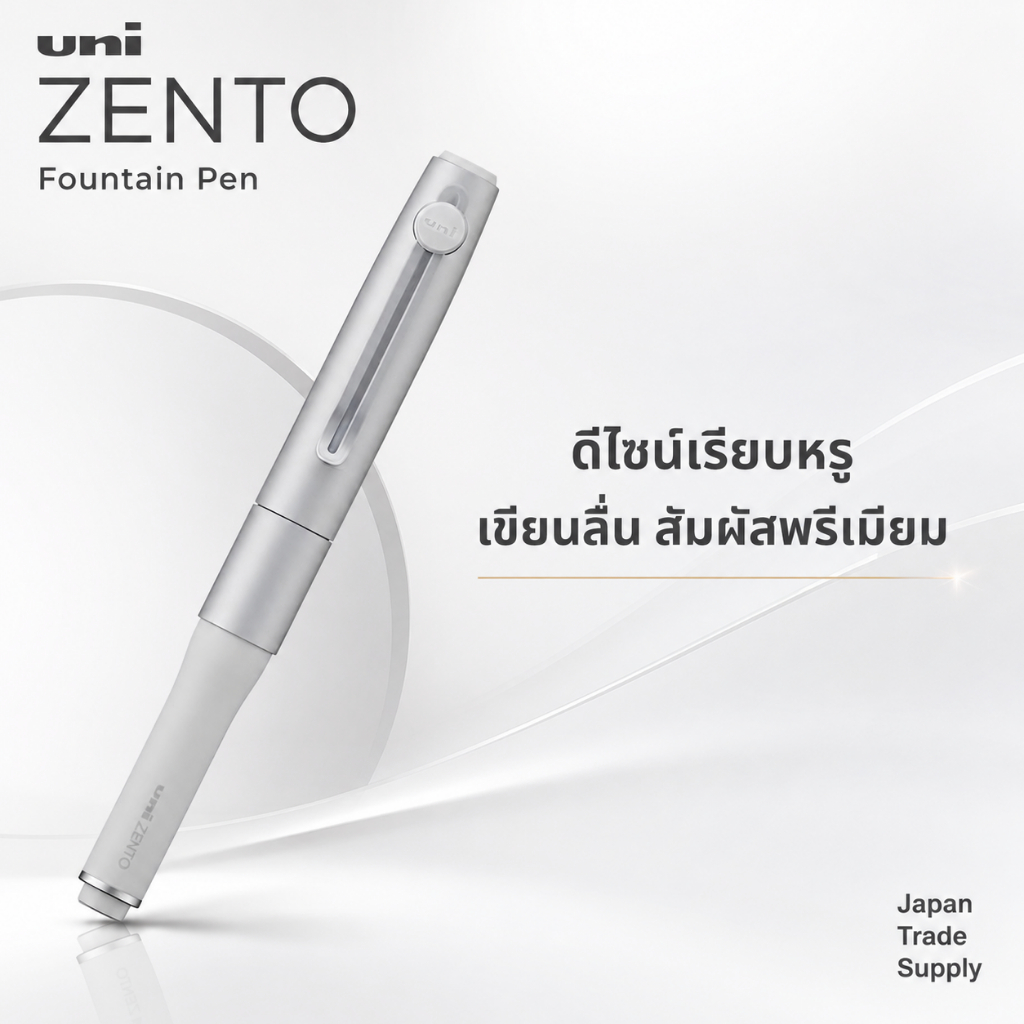 Mitsubishi Pencil uniball ZENTO Signature 0.38mm Silver ปากกาหมึกน้ำ รุ่น UBZH38.26 จากญี่ปุ่น