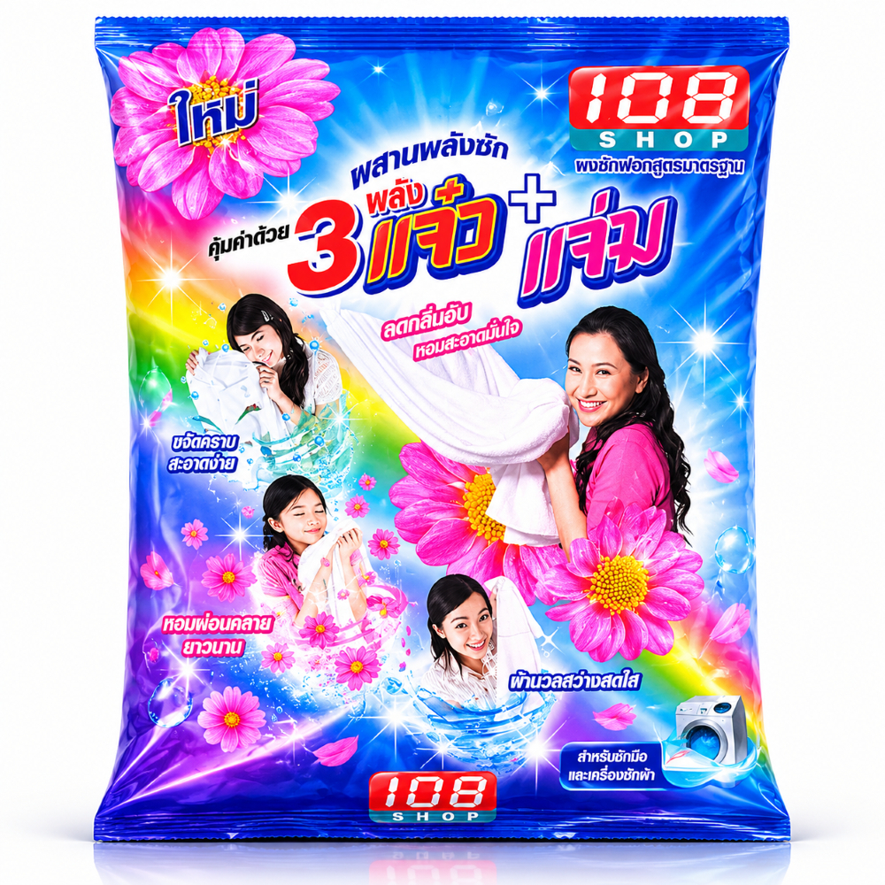 ✅พร้อมส่ง✅ ผงซักฟอก 3 แจ๋ว 2600 กรัม 1 ถุง