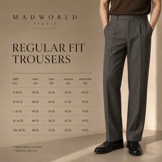 MADWORLD STUDIO / REGULAR FIT TROUSERS กางเกงทรงกระบอกตรงเอวสูง
