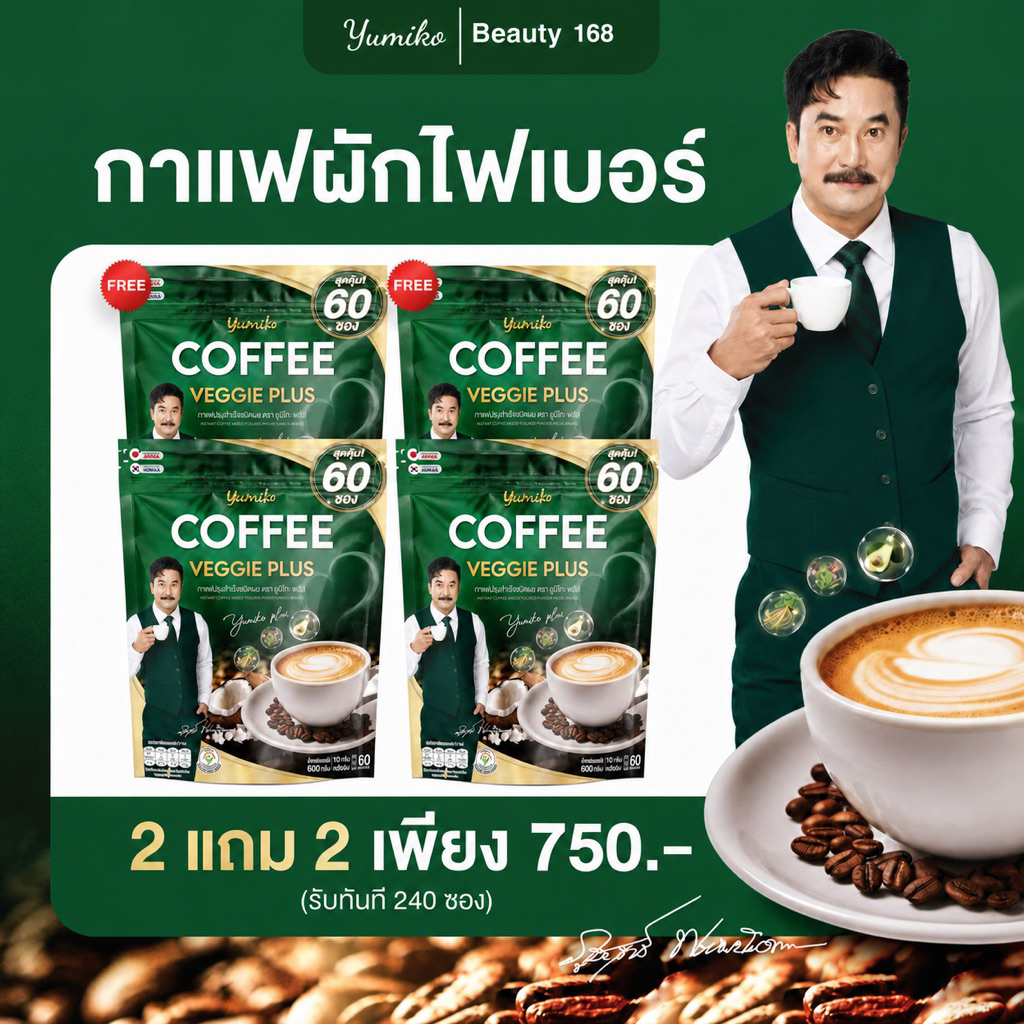 โปร 2แถม2 [ของแท้ ส่งจากบริษัท] Yumiko Coffee Veggie Plus ยูมิโก๊ะ คอฟฟี่ พลัส กาแฟยูมิโก๊ะ กาแฟผักไ