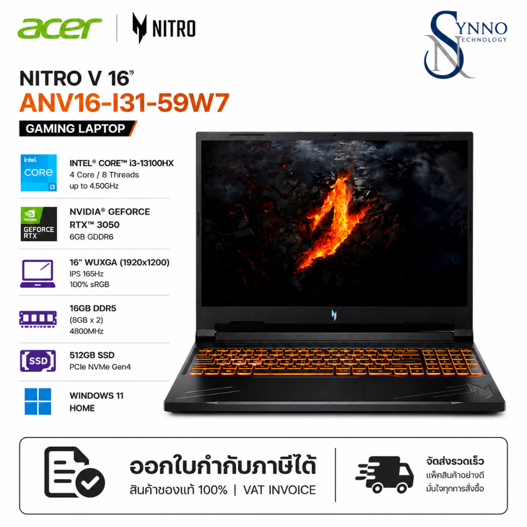 โน้ตบุ๊ค NOTEBOOK ACER NITRO V 16 (ANV16-I31-59W7)