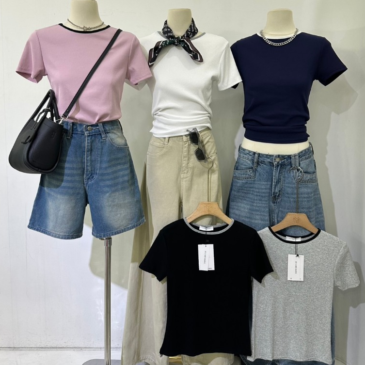A1074 | เสื้อยืดคอกลมแต่งขอบตัดสี ใส่ง่าย แต่ดูมีสไตล์กว่าเสื้อยืดธรรมดา