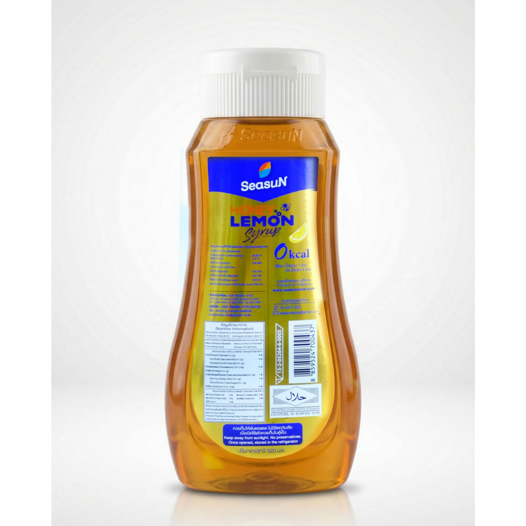 ไซรัปหญ้าหวาน สูตร KETO กลิ่นฮันนี่เลม่อน ตราสีสรร ขนาด 320 ml.