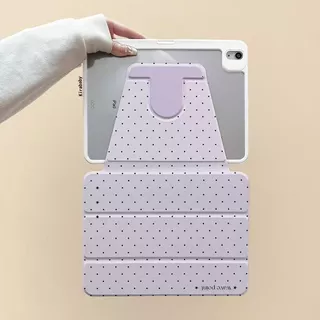 รุ่นใหม่ปี2026 iPad Case，Purple Dot หมุนได้ 720 องศา ขาตั้งพับสามชั้น รองรับ iPad Air 6/5/4/Pro 11 นิ้ว รุ่นที่ 7/8/9
