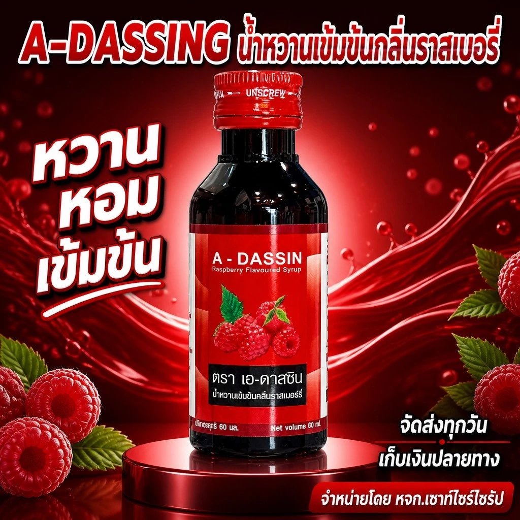 A-DASSIN น้ำหวานกลิ่นราสเบอร์รี่เข้มข้นขนาด60mlจำนวน1ขวด........ADS-1