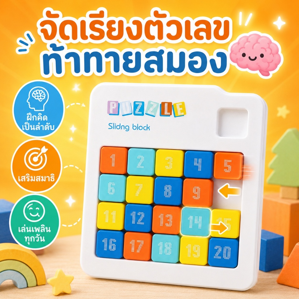 เกมเรียงตัวเลขแม่เหล็ก Number Slide Puzzle 1-20 ของเล่นเสริมพัฒนาการเด็ก 3+ ฝึกสมาธิ พกพา