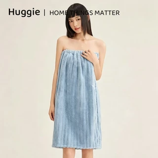 Huggie ชุดคลุมอาบน้ํา ชุดอาบน้ำ ชุดอาบน้ำแบบพันรอบอก ผ้าขนหนูโรงแรม ซับน้ำได้ดีแห้งเร็ว สามารถห่อตัวได้ทั้งหมด